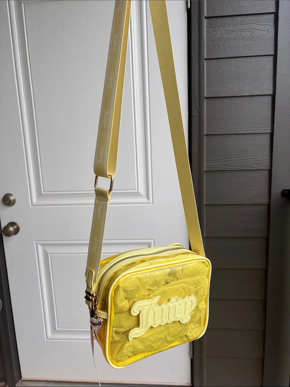 Juicy Couture Yellow Quilted Logo Crossbody Bag